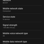 Android signal strength meter in settings.