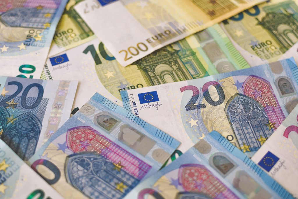 Euro bank notes.