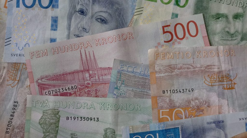 Swedish Krona bank notes.