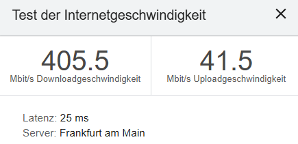 Vodafone GigaCube wired speed test.