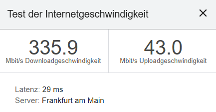 Vodafone GigaCube WLAN speed test.